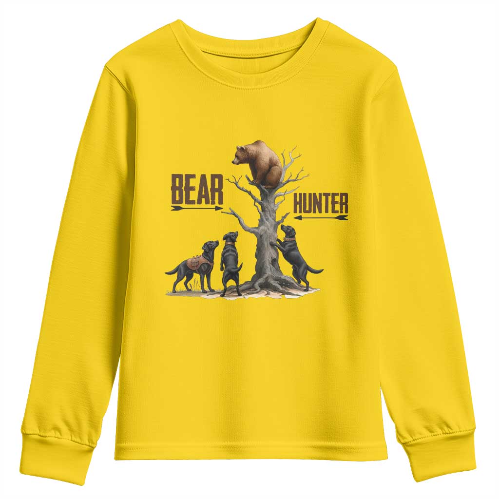 Bear Hunter Youth Sweatshirt Black Lab Retriever Funny Hunting Gift TS12 Daisy Print Your Wear