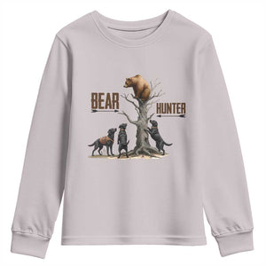 Bear Hunter Youth Sweatshirt Black Lab Retriever Funny Hunting Gift TS12 Ice Gray Print Your Wear
