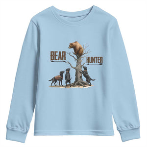 Bear Hunter Youth Sweatshirt Black Lab Retriever Funny Hunting Gift TS12 Light Blue Print Your Wear