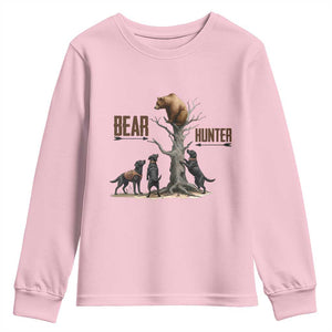 Bear Hunter Youth Sweatshirt Black Lab Retriever Funny Hunting Gift TS12 Light Pink Print Your Wear