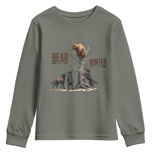 Bear Hunter Youth Sweatshirt Black Lab Retriever Funny Hunting Gift TS12 Military Green Print Your Wear