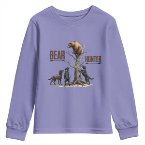 Bear Hunter Youth Sweatshirt Black Lab Retriever Funny Hunting Gift TS12 Violet Print Your Wear