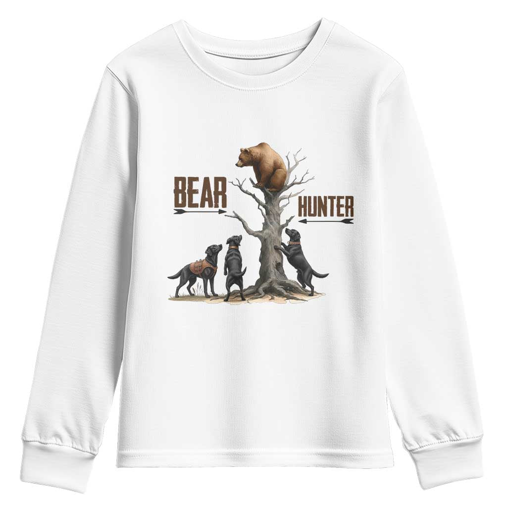 Bear Hunter Youth Sweatshirt Black Lab Retriever Funny Hunting Gift TS12 White Print Your Wear