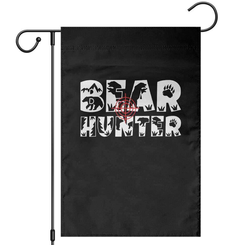 Bear Hunter Garden Flag Outdoor Adventure Gift TS12 Black Print Your Wear