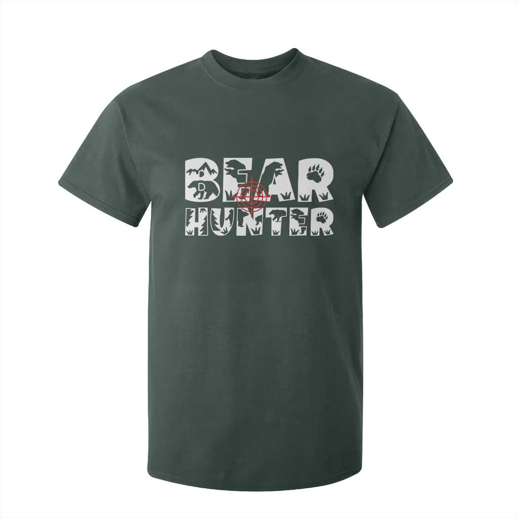 Bear Hunter T Shirt For Kid Outdoor Adventure Gift TS12 Dark Forest Green Print Your Wear