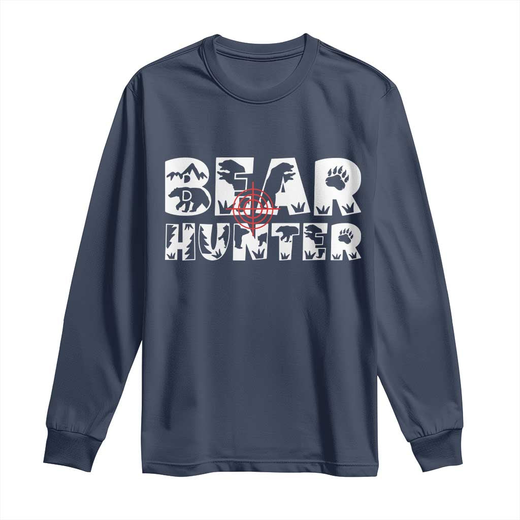 Bear Hunter Long Sleeve Shirt Outdoor Adventure Gift TS12 Navy Print Your Wear