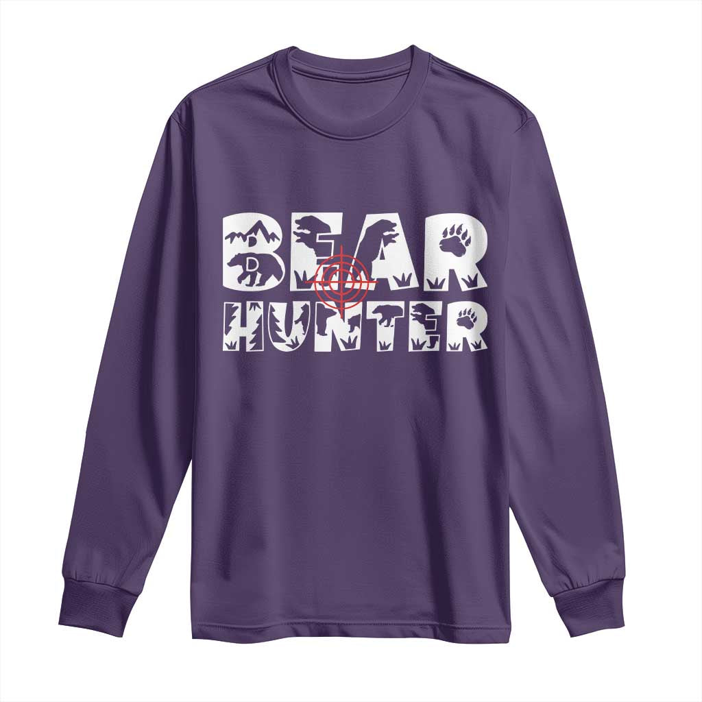 Bear Hunter Long Sleeve Shirt Outdoor Adventure Gift TS12 Purple Print Your Wear