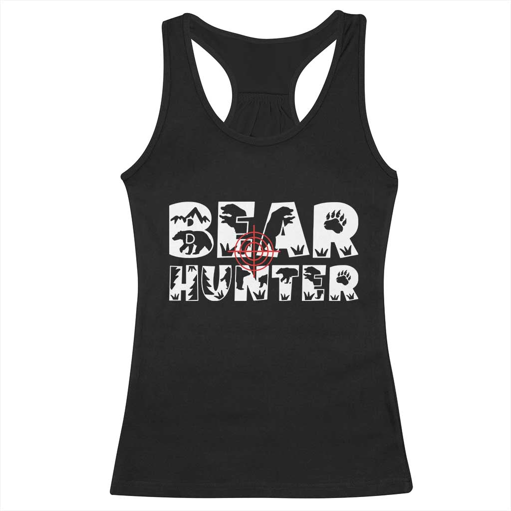 Bear Hunter Racerback Tank Top Outdoor Adventure Gift TS12 Black Print Your Wear