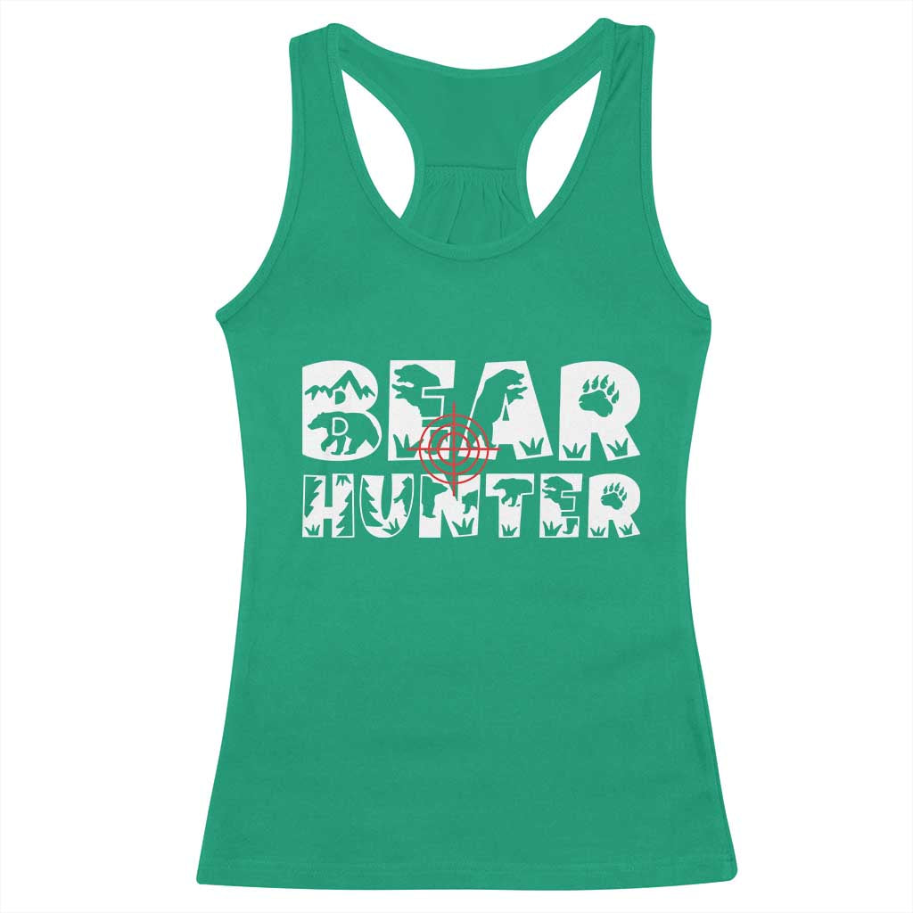 Bear Hunter Racerback Tank Top Outdoor Adventure Gift TS12 Irish Green Print Your Wear