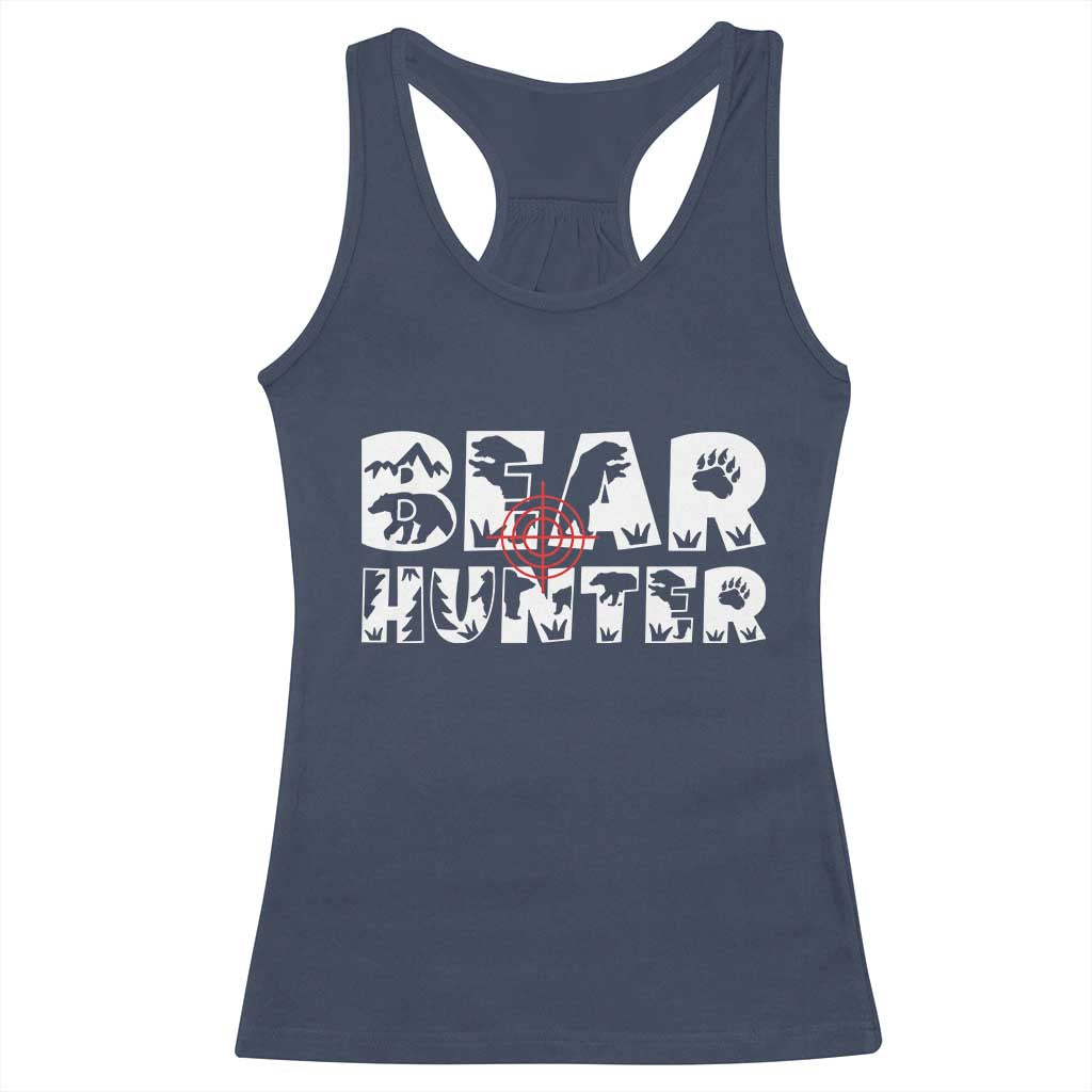 Bear Hunter Racerback Tank Top Outdoor Adventure Gift TS12 Navy Print Your Wear
