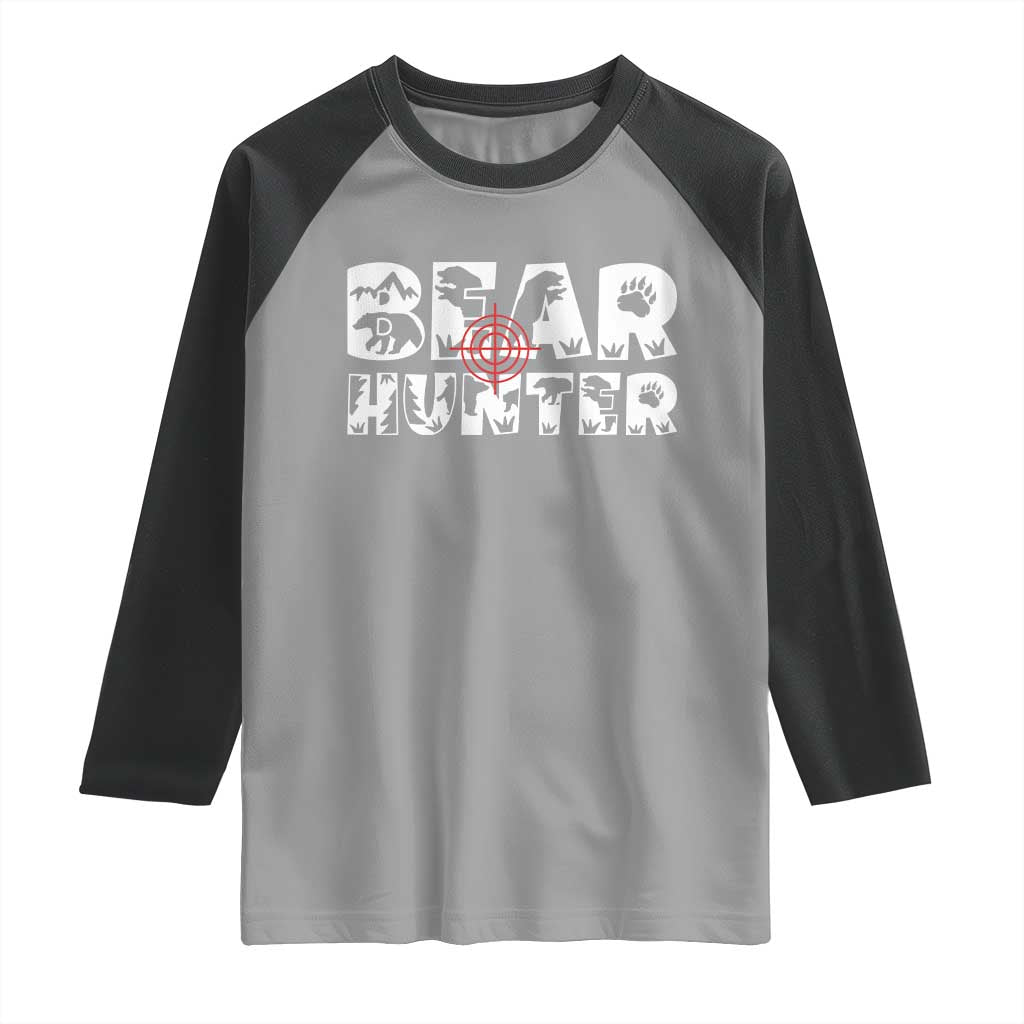 Bear Hunter Raglan Shirt Outdoor Adventure Gift TS12 Sport Gray Black Print Your Wear