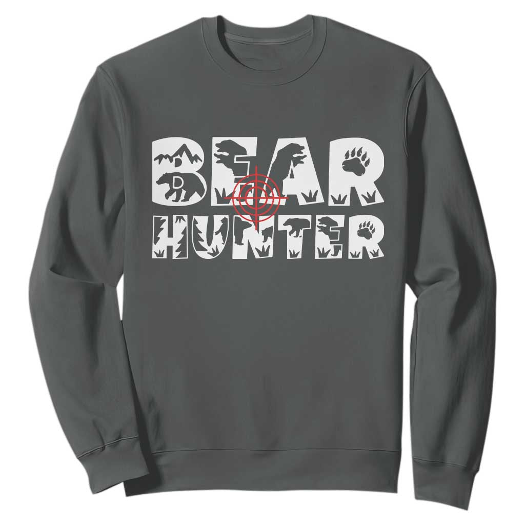 Bear Hunter Sweatshirt Outdoor Adventure Gift TS12 Dark Heather Print Your Wear