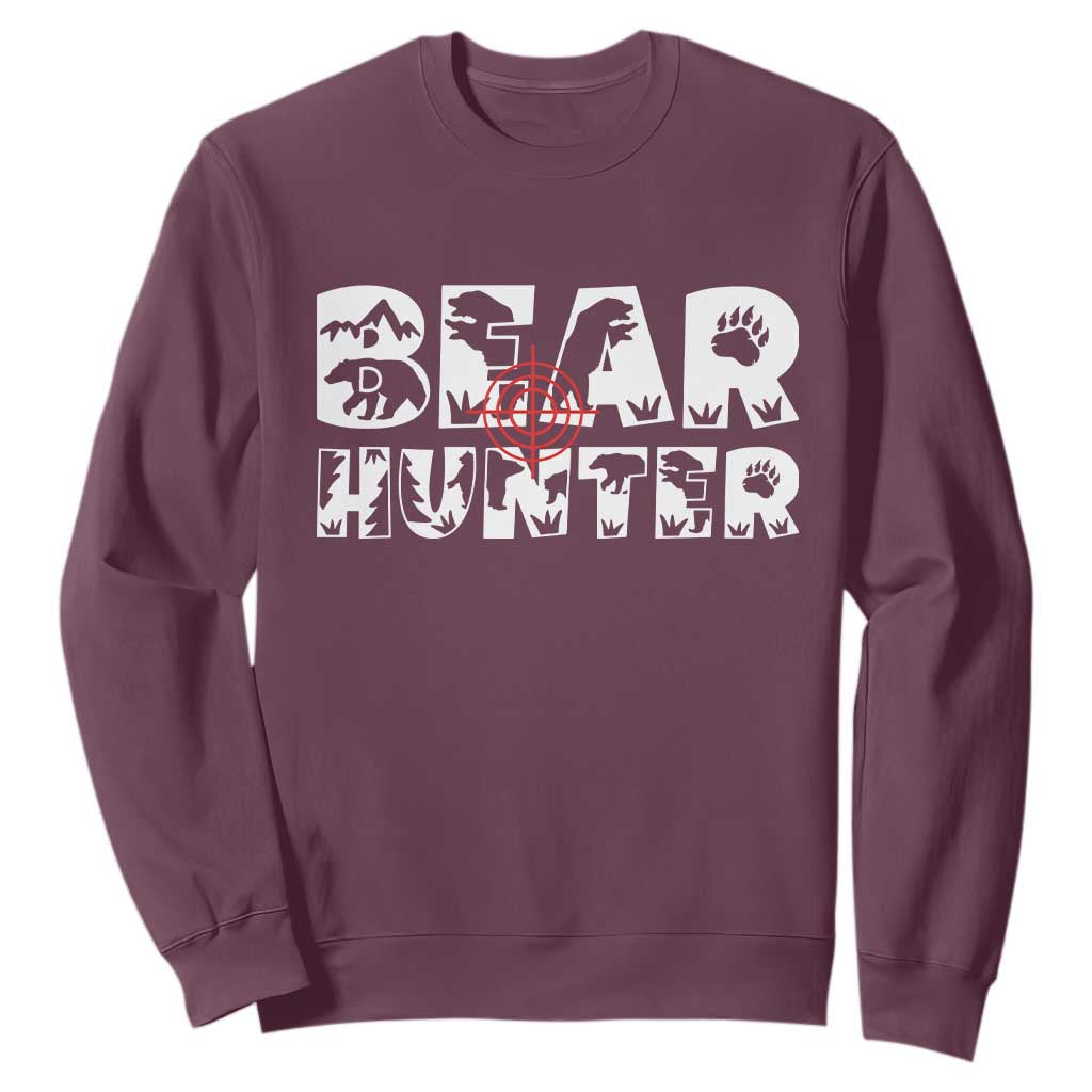 Bear Hunter Sweatshirt Outdoor Adventure Gift TS12 Maroon Print Your Wear