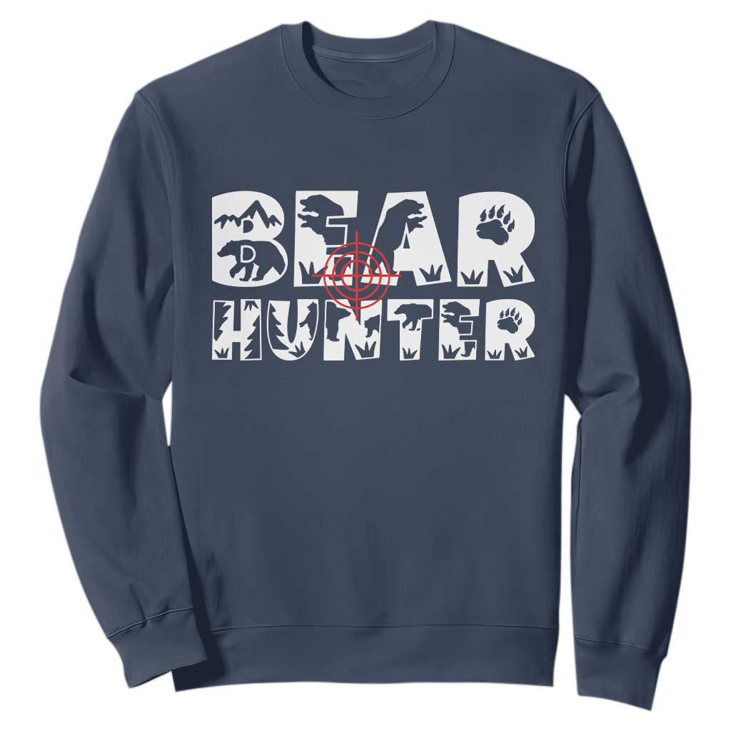 Bear Hunter Sweatshirt Outdoor Adventure Gift TS12 Navy Print Your Wear