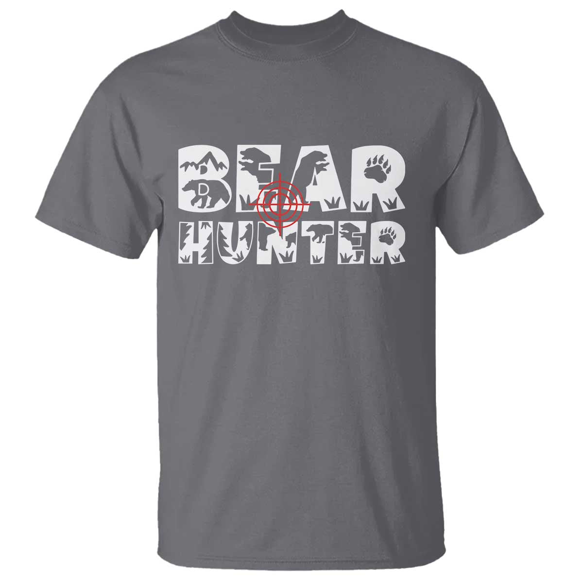 Bear Hunter T Shirt Outdoor Adventure Gift TS12 Charcoal Print Your Wear