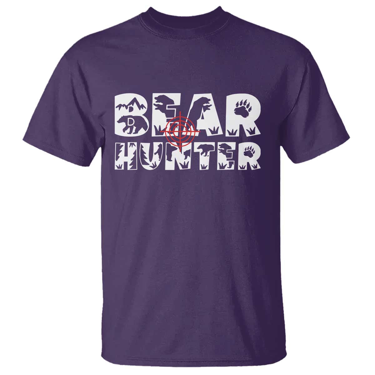 Bear Hunter T Shirt Outdoor Adventure Gift TS12 Purple Print Your Wear