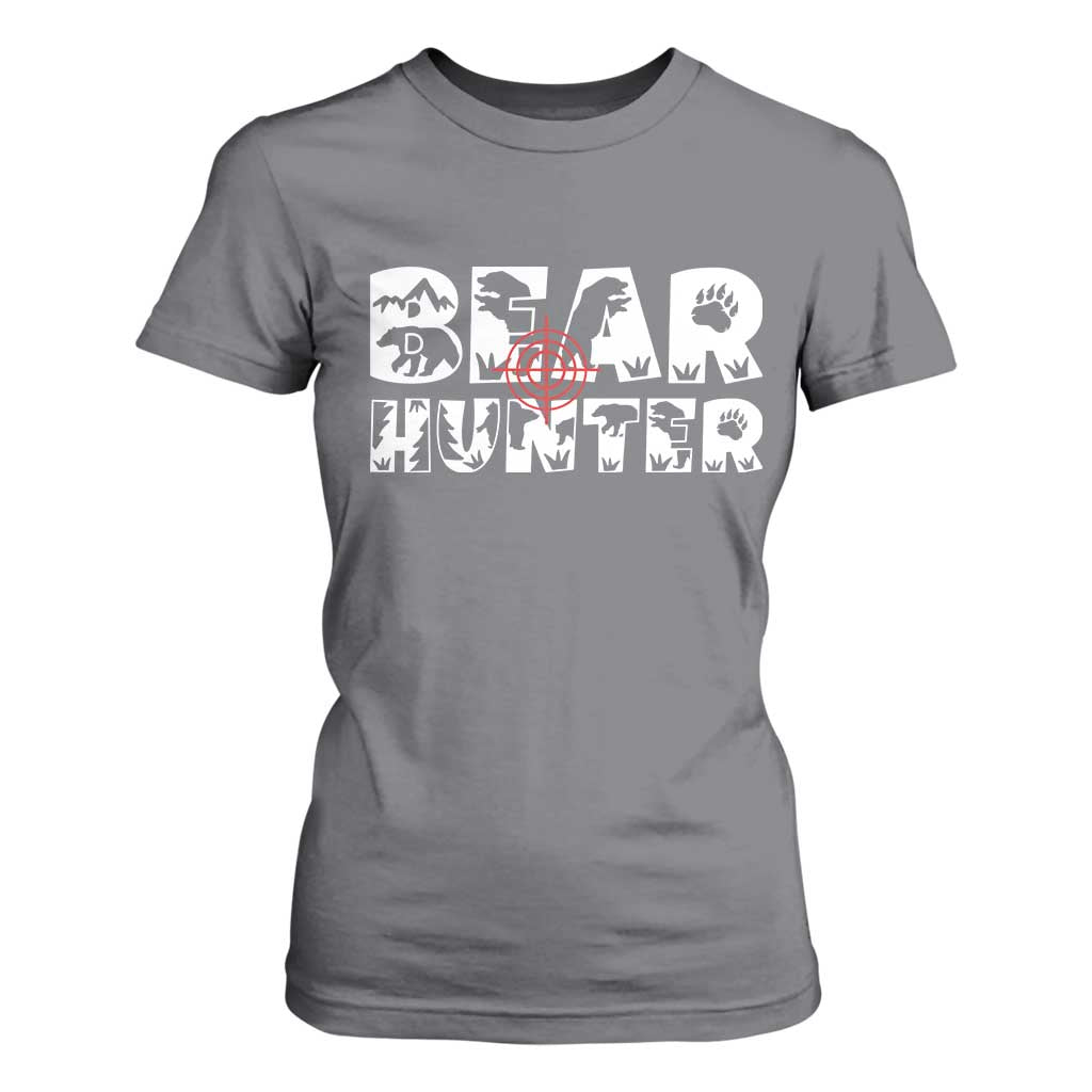 Bear Hunter T Shirt For Women Outdoor Adventure Gift TS12 Charcoal Print Your Wear
