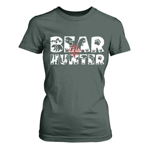 Bear Hunter T Shirt For Women Outdoor Adventure Gift TS12 Dark Forest Green Print Your Wear