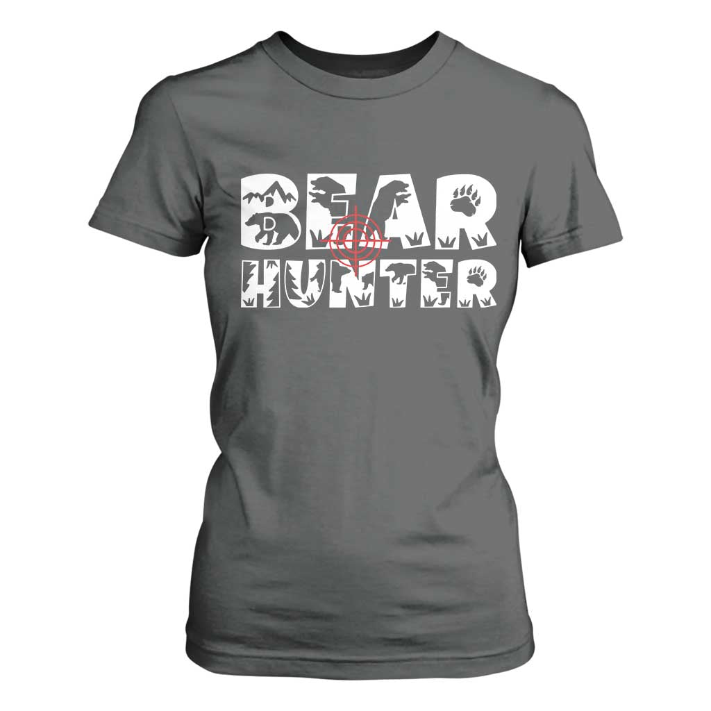Bear Hunter T Shirt For Women Outdoor Adventure Gift TS12 Dark Heather Print Your Wear
