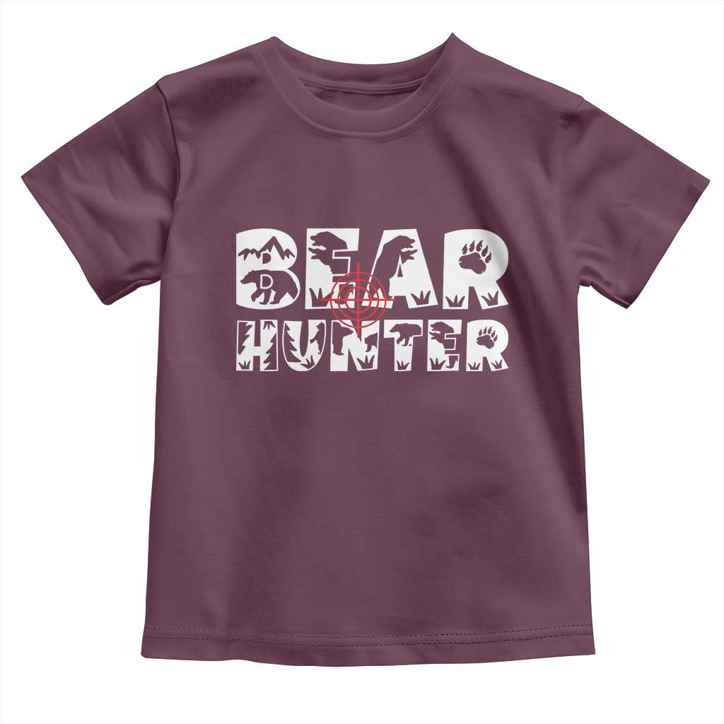 Bear Hunter Toddler T Shirt Outdoor Adventure Gift TS12 Maroon Print Your Wear