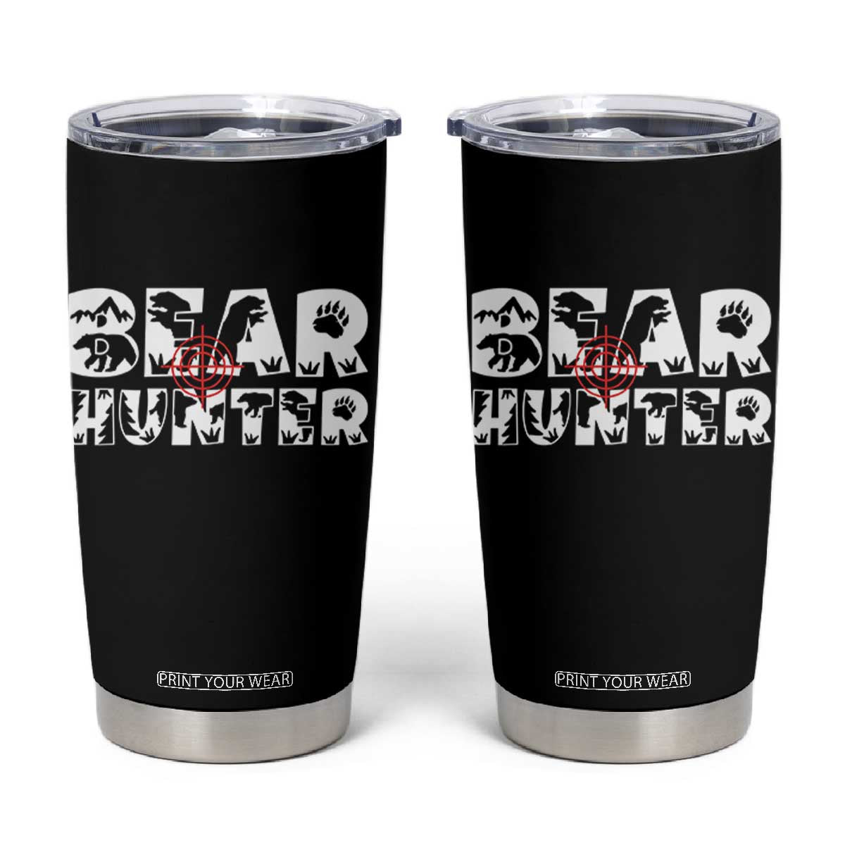 Bear Hunter Tumbler Cup Outdoor Adventure Gift - Print Your Wear