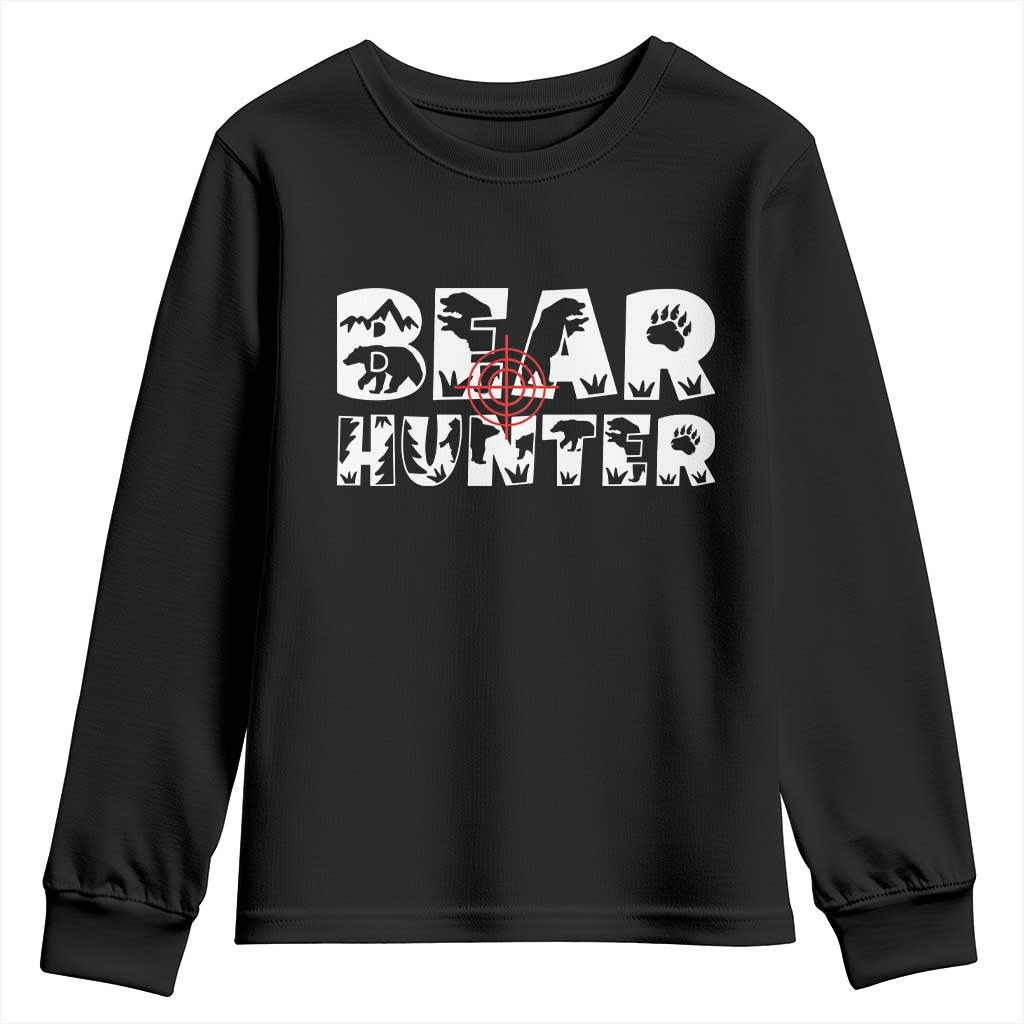 Bear Hunter Youth Sweatshirt Outdoor Adventure Gift TS12 Black Print Your Wear