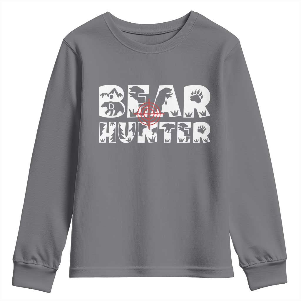 Bear Hunter Youth Sweatshirt Outdoor Adventure Gift TS12 Charcoal Print Your Wear