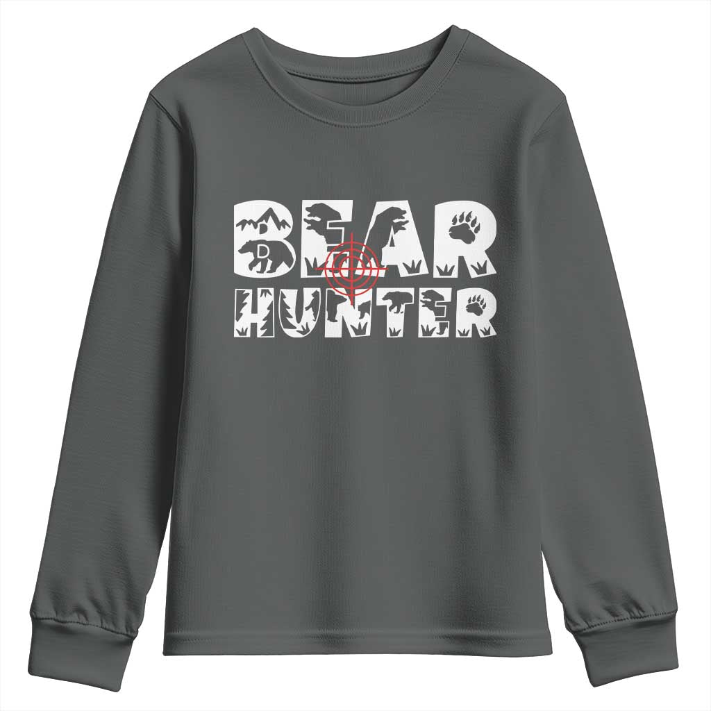 Bear Hunter Youth Sweatshirt Outdoor Adventure Gift TS12 Dark Heather Print Your Wear