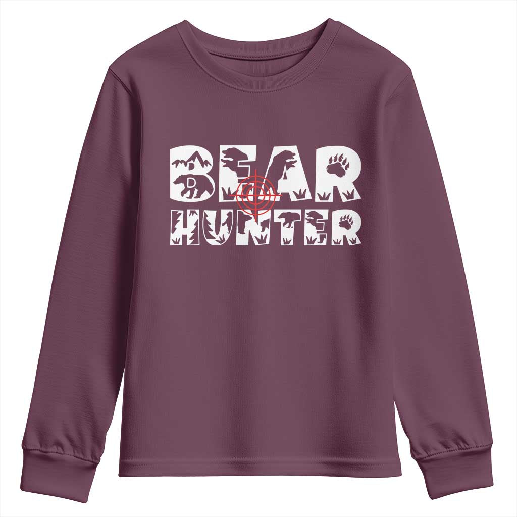 Bear Hunter Youth Sweatshirt Outdoor Adventure Gift TS12 Maroon Print Your Wear