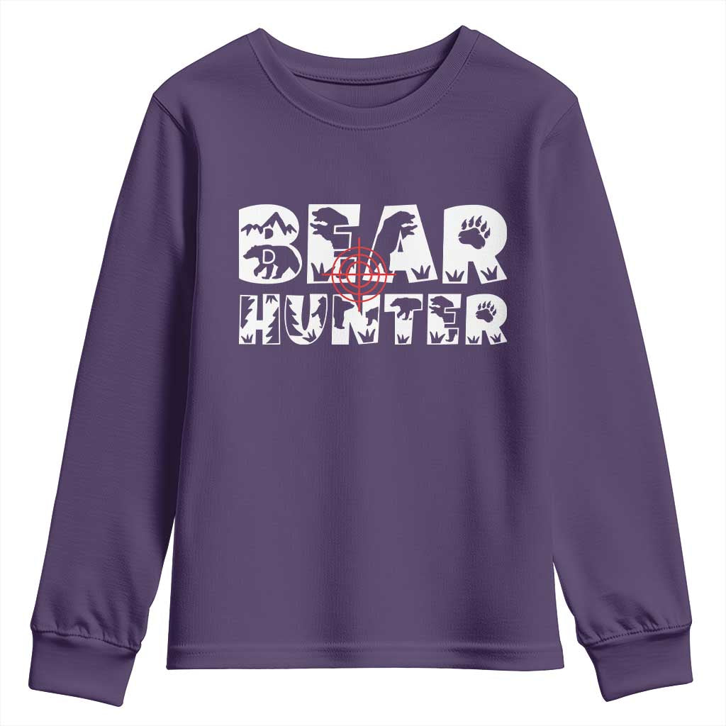 Bear Hunter Youth Sweatshirt Outdoor Adventure Gift TS12 Purple Print Your Wear