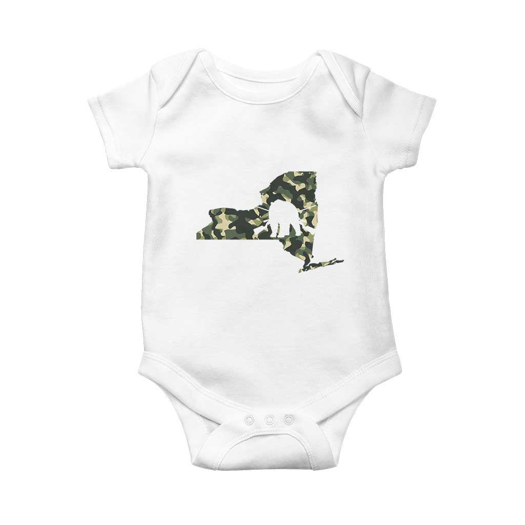 New York Bear Hunter Baby Onesie Camo Map Hunting Season Gift TS12 White Print Your Wear