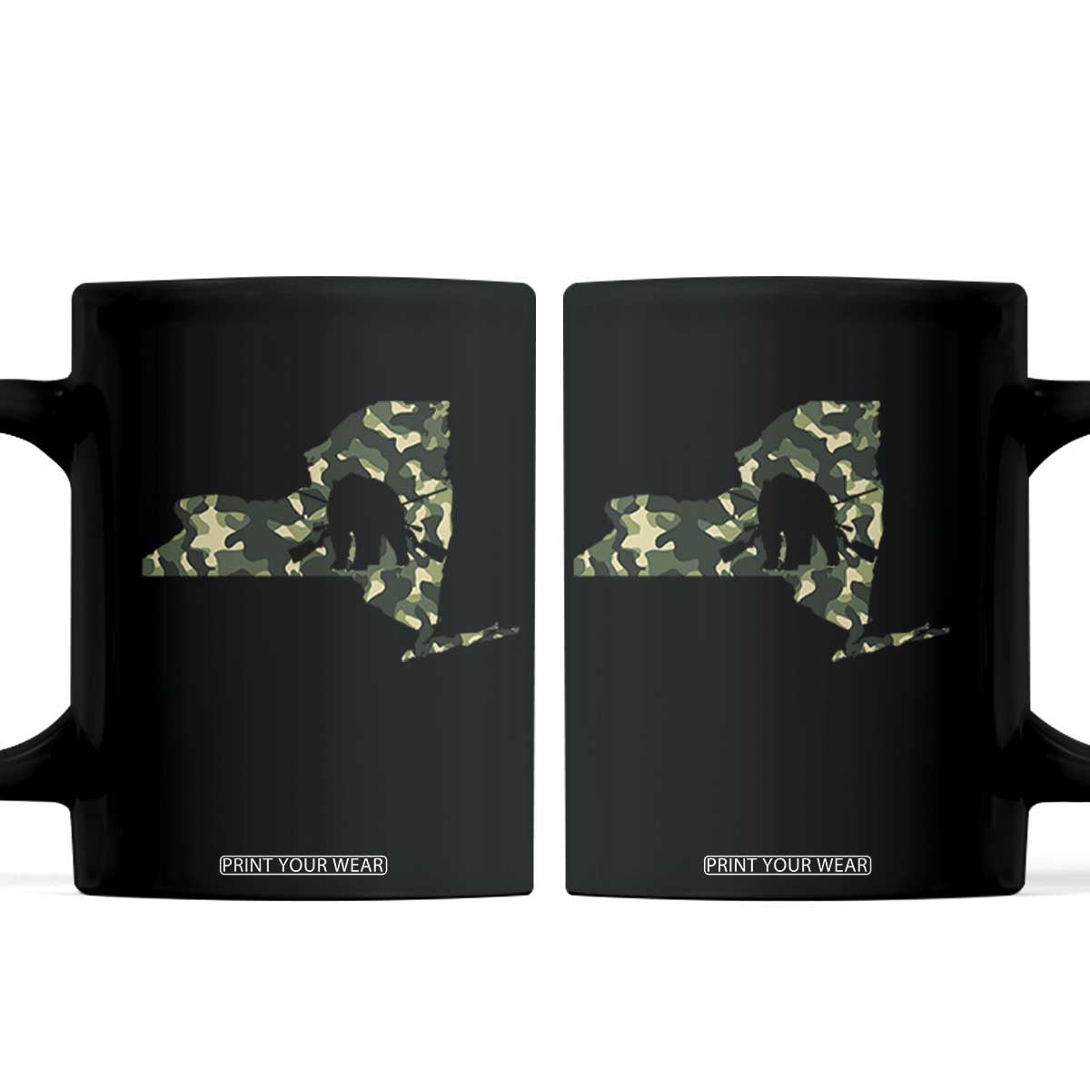 New York Bear Hunter Coffee Mug Camo Map Hunting Season Gift TS12 Black Print Your Wear