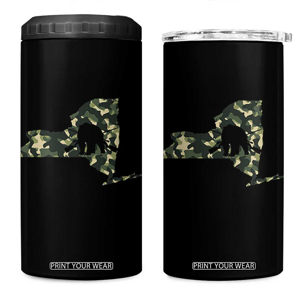 New York Bear Hunter 4 in 1 Can Cooler Tumbler Camo Map Hunting Season Gift TS12 One Size: 16 oz Black Print Your Wear