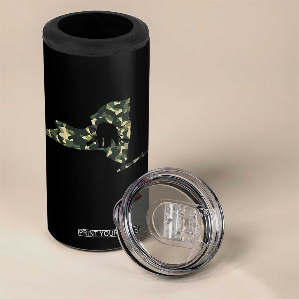 New York Bear Hunter 4 in 1 Can Cooler Tumbler Camo Map Hunting Season Gift TS12 Print Your Wear
