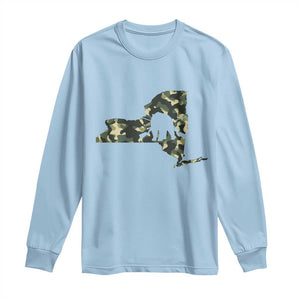 New York Bear Hunter Long Sleeve Shirt Camo Map Hunting Season Gift TS12 Light Blue Print Your Wear