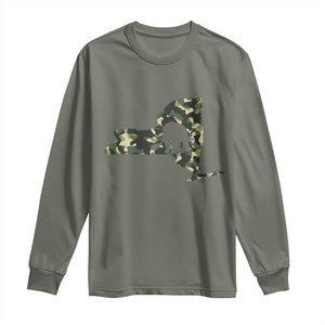 New York Bear Hunter Long Sleeve Shirt Camo Map Hunting Season Gift TS12 Military Green Print Your Wear