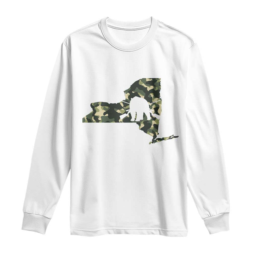 New York Bear Hunter Long Sleeve Shirt Camo Map Hunting Season Gift - Print Your Wear
