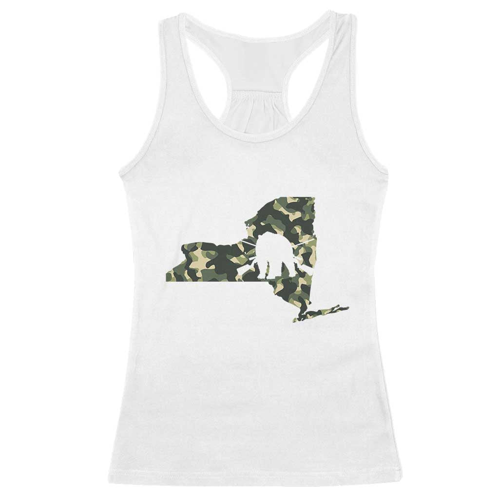 New York Bear Hunter Racerback Tank Top Camo Map Hunting Season Gift TS12 White Print Your Wear