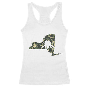 New York Bear Hunter Racerback Tank Top Camo Map Hunting Season Gift - Print Your Wear