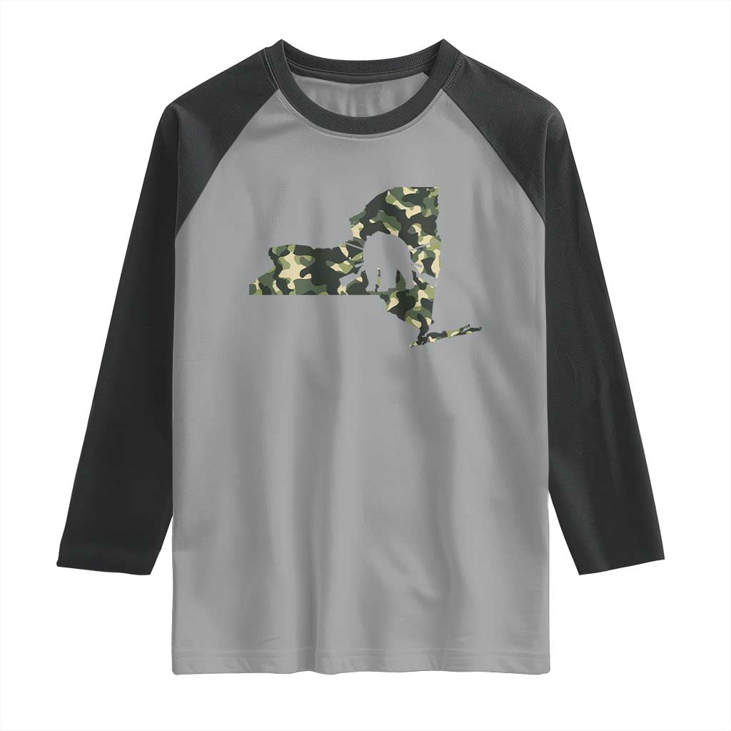 New York Bear Hunter Raglan Shirt Camo Map Hunting Season Gift TS12 Sport Gray Black Print Your Wear