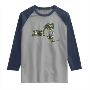 New York Bear Hunter Raglan Shirt Camo Map Hunting Season Gift TS12 Sport Gray Navy Print Your Wear