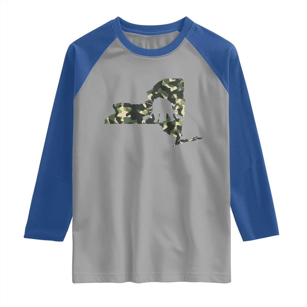 New York Bear Hunter Raglan Shirt Camo Map Hunting Season Gift TS12 Sport Gray Royal Print Your Wear