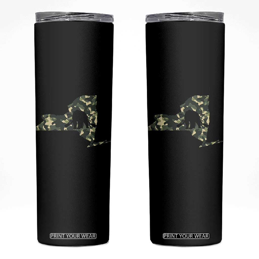 New York Bear Hunter Skinny Tumbler Camo Map Hunting Season Gift TS12 Black Print Your Wear