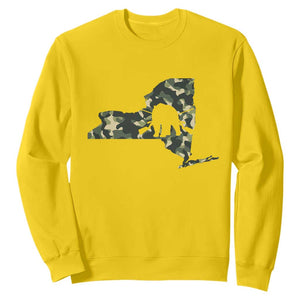 New York Bear Hunter Sweatshirt Camo Map Hunting Season Gift - Print Your Wear