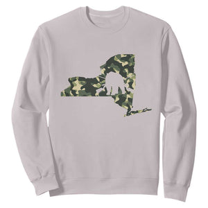 New York Bear Hunter Sweatshirt Camo Map Hunting Season Gift - Print Your Wear