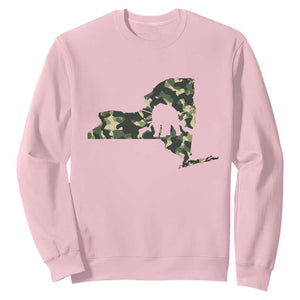 New York Bear Hunter Sweatshirt Camo Map Hunting Season Gift - Print Your Wear