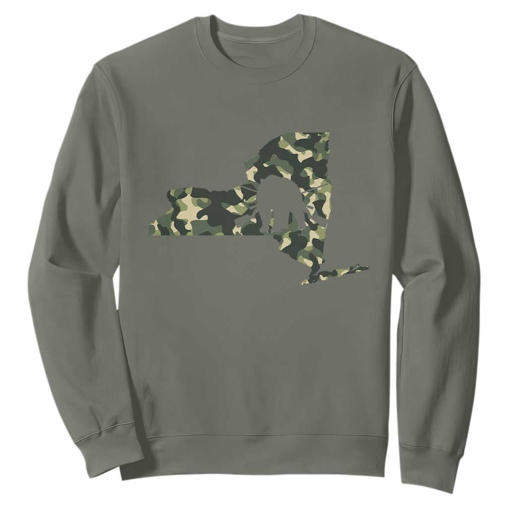 New York Bear Hunter Sweatshirt Camo Map Hunting Season Gift TS12 Military Green Print Your Wear