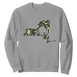New York Bear Hunter Sweatshirt Camo Map Hunting Season Gift - Print Your Wear