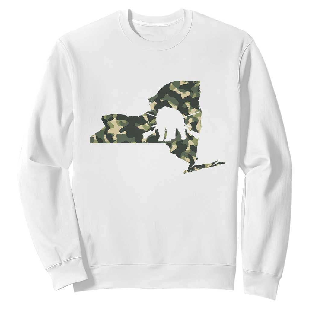 New York Bear Hunter Sweatshirt Camo Map Hunting Season Gift TS12 White Print Your Wear