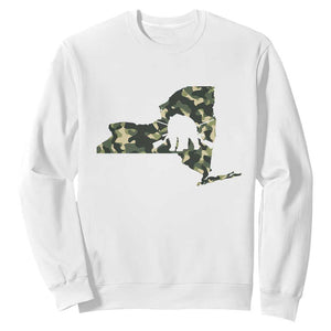 New York Bear Hunter Sweatshirt Camo Map Hunting Season Gift - Print Your Wear